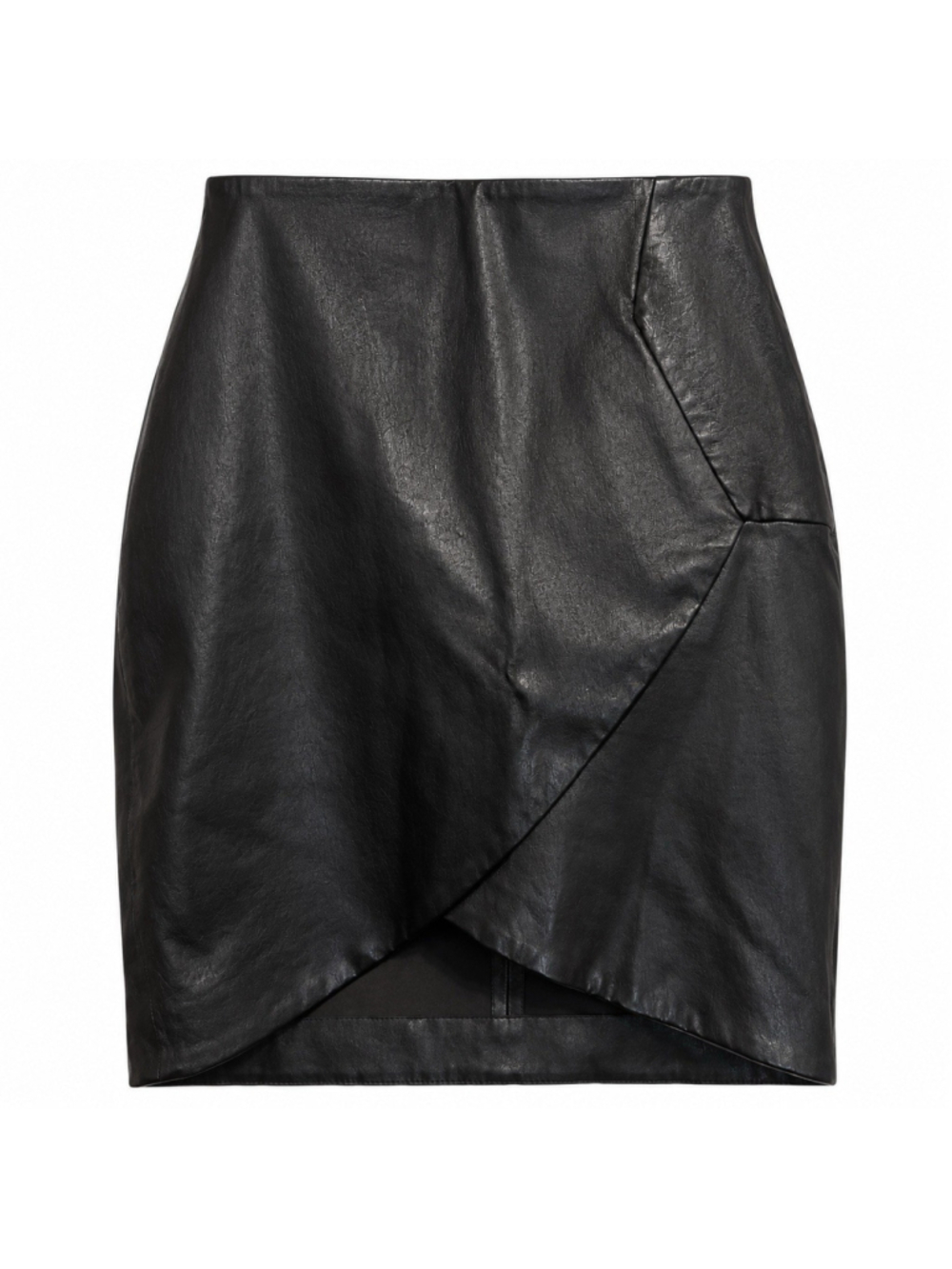 IRO Paris Olbers Lamb Leather Black Wrap Effect Mini Skirt 40